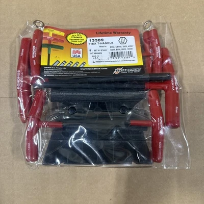 Bondhus 8pc T Handle Hex Wrench Set Metric 2-10mm w/ Stand USA 13389 NEW - Image 1 of 4