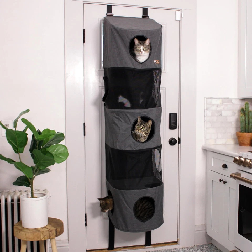 Hangin Cat Tree Condo 5 Level Door Mounted Cat Furniture, Space Saving, Mesh ... - Image 1 of 4