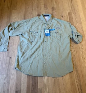 Columbia Para Hombre PFG Bahama II Camisa Manga Larga Verde Nueva Con Etiquetas Nueva Camisa de Pesca - Imagen 1 de 11