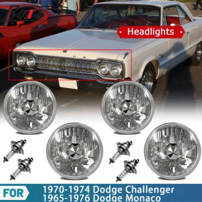 2 Pair 5" Round Headlights Lamps For 1970-1974 Dodge Challenger 1965-1976 Monaco - Image 1 of 4