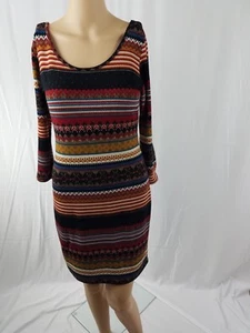 Chocolate Womens Multi Color Aztec Party Long Sleeve Bodycon Knit SweaterDress M - Picture 1 of 11