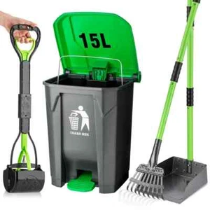 Pooper Scooper Set, Dog Poop Trash Can for Outdoors with 20 Waste Bags, 15 Li... - Picture 1 of 7