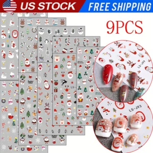 9PC Christmas Snowflake Nail Art Stickers Self-Adhesive Nail Decals Stickers DIY - Picture 1 of 12