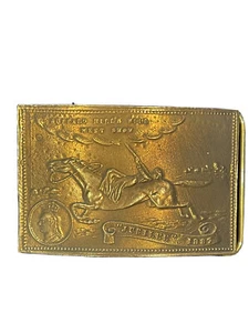 Vintage Buffalo Bill's Wild West Show Jubiläum 1877 Messing Gürtelschnalle Tiffany Neu aus altem Lagerbestand - Bild 1 von 9