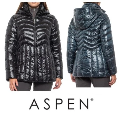 NUEVO CON ETIQUETAS 110 ASPEN Mujeres S Puffer Capucha Laca Aislada Invierno Chaqueta Abrigo Parka Foto 1 de 4