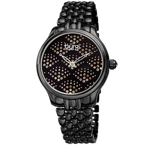 Burgi BUR205BK Swarovski Damenarmbanduhr Kristall schwarz Edelstahl - Bild 1 von 4