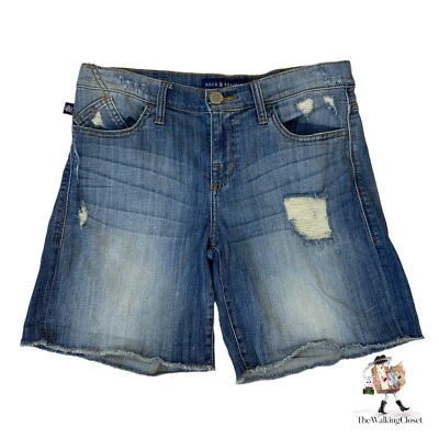 Pantalones cortos de mezclilla Rock & Republic Bumper Shoot para mujer 8 dobladillo crudo desgastado entrepierna de 7" Foto 1 de 4