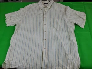 Camisa de hombre Roundtree & York a rayas amarillas manga corta con botones talla xl - Imagen 1 de 5