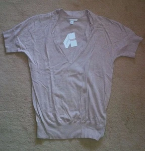 NEW!! BANANA REPUBLIC Cotton Sweater Knit Top Short Sleeves Tan Taupe LARGE NWT - Picture 1 of 4