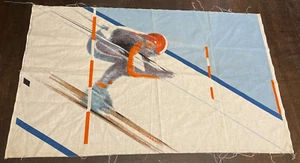 Vintage Klaus Heider 1976 Abstract ART OLYMPIC SKIING Screen Print Fabric 48x29 - Picture 1 of 6