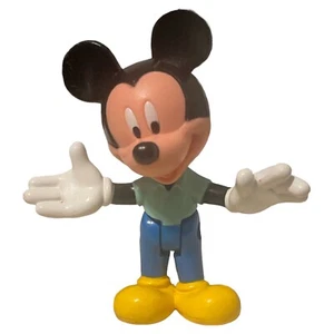 Disney MICKEY MOUSE Figur 3"" PVC - Figur - biegbar beweglich sitzen blaues Shirt - Bild 1 von 6