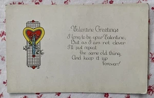 Postal Vintage SIN USAR Art Deco Ceniza Artista Firmado Corazones Saludos de San Valentín - Imagen 1 de 3