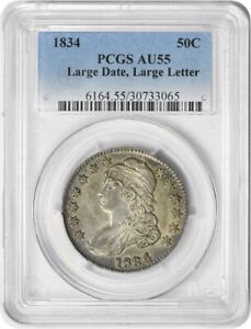 1834 Bust Silver Half Dollar Large Date Large Letters AU55 PCGS