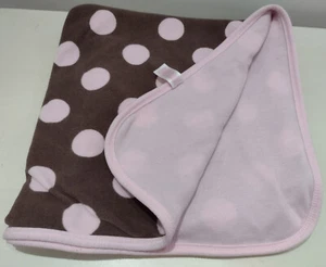 Carters Pink Brown Polka Dot Baby Blanket Fleece Soft Lovey Blankie - Picture 1 of 6