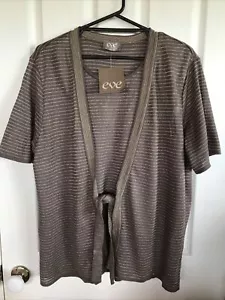 Eve Womens Size 48 Two In One Top Taupe With Metallic Gold Stripe New With Tags - Picture 1 of 15