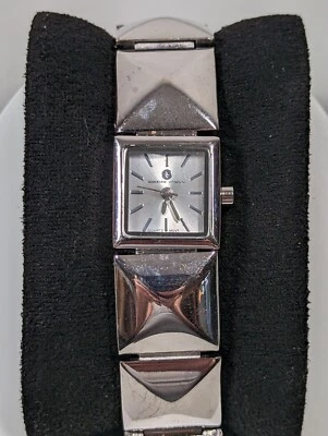 Adrienne Vittadini Silver Tone Dial Square Case Link Bracelet Band Watch - Image 1 of 4