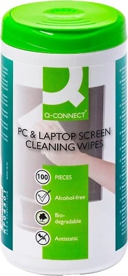 Screen Cleaning Wet Wipes Q-CONNECT Dispenser Tub 100pcs - Image 1 of 4