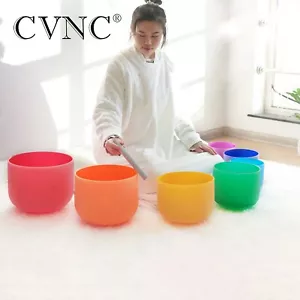 CVNC 432Hz 6"-12" 7 Piezas Cristal de Colores Juego de Cuencos para Cantar Sonido Sanación Meditación - Imagen 1 de 8