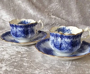 Antike Hammersley Flow blaue Teesets. Teetassen, Vintage, Antik, Flowblau - Bild 1 von 10