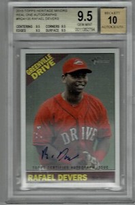 2015 TOPPS HERITAGE MINORS REAL ONE RAFAEL DEVERS AUTOGRAPH BGS 9.5 - 10 AUTO