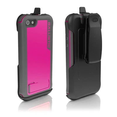 Estuche rígido Ballistic Every1 iPhone SE 5S 5 con soporte y funda clip para cinturón rosa/gris Foto 1 de 4