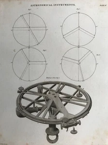 1819 Antique Print; Astronomical Instruments from The Cyclopaedia of Arts etc - Picture 1 of 2