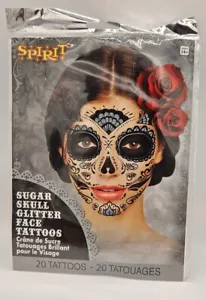 Zuckerschädel Gesicht Tattoos 20 Glitzer Tattoos Geist Halloween versiegelt - Bild 1 von 2