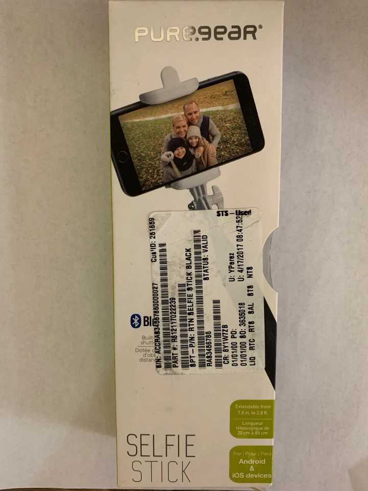 PUREGEAR Bluetooth Wireless Selfie Stick - Black/White  - Image 1 of 1