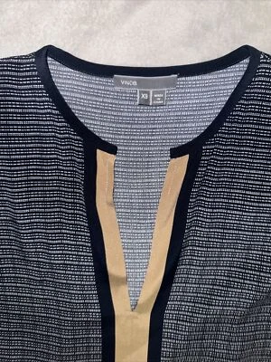 Vestido feminino VINCE 100% seda tamanho XS manga curta gola V túnica tamanho grande - Imagem 1 de 4