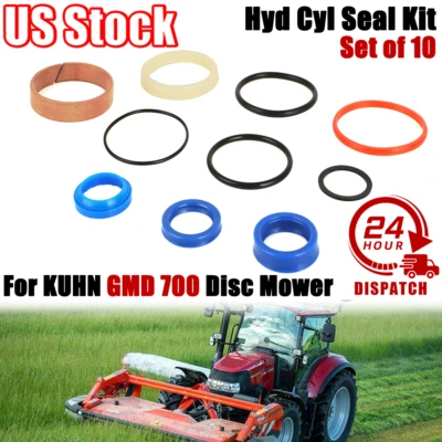 FURCYMOTRIX Set of 10 Hydraulic Cylinder Hyd Cyl Seal Kit For KUHN GMD 700 Disc Mower GMD700