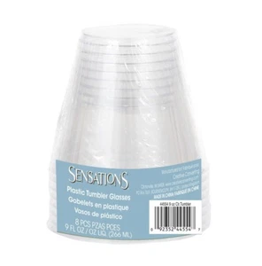 Clear Fluted Plastic 8 9 oz Tumbler Cocktail Old Fashioned Glasses - Picture 1 of 3