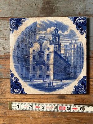 Azulejo antiguo raro Old State House Boston Wedgewood Inglaterra Foto 1 de 4