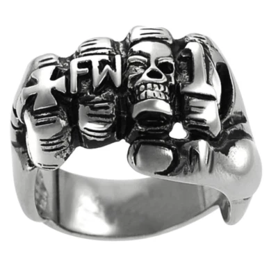 Anillo de motociclista para hombre Harley FTW Cross %1 Outlaw Skull Thump 7-14 Foto 1 de 4