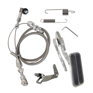 Aluminum Gaspedal + 36'' Edelstahl Gaszughalterung Federkit Hot Rod SBC BBC - Picture 1 of 11