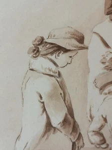 Dessin Etude Homme Assis Sitting Man Enfants Children Tricorne Tricorn XIX EME - Photo 1 sur 6