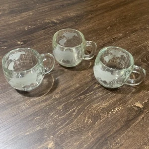 Nestle Nescafé Clear Glass Globe Vintage Set of 3 '70s Coffee Tea Mug - Picture 1 of 6