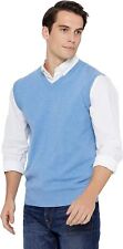 State Cashmere Men’s Classic Sleeveless Sweater Vest 100% Small, Bella Blue 