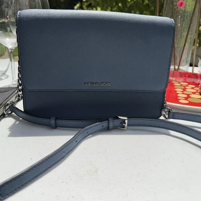 Michael Kors Daniela Large Saffiano Leather Crossbody Bag Dusty Blue - Image 1 of 4