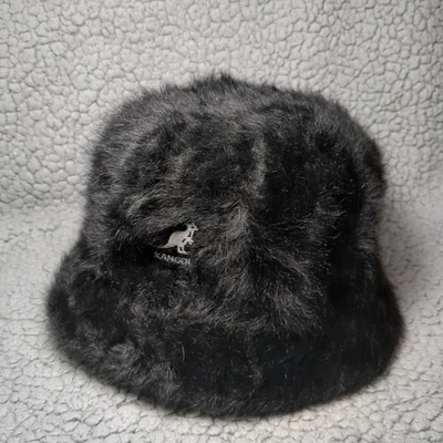 Kangol Black Angora Bucket Hat Size Large Unisex with White Logo - Image 1 of 4