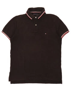 TOMMY HILFIGER Mens Slim Fit Polo Shirt Large Black Cotton CJ12 - Picture 1 of 3