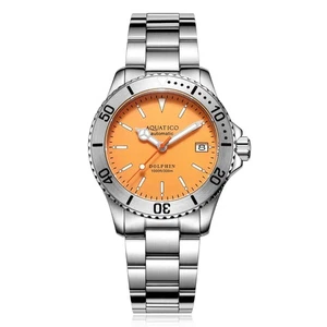 NIB - AQUATICO DOLPHIN Diver 38mm NH35 Movement Orange Dial WATCH - Bild 1 von 8