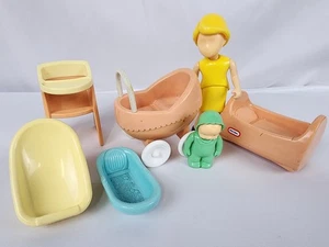 Vintage Little Tikes casa delle bambole MOBILI BAMBINO asilo mamma bambino FIGURINE così com'è - Foto 1 di 4