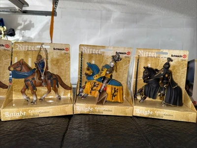 3 Schleich Azul Amarillo León Escudo de Armas Torneo Caballero # 70020 -70031-70032 Foto 1 de 4