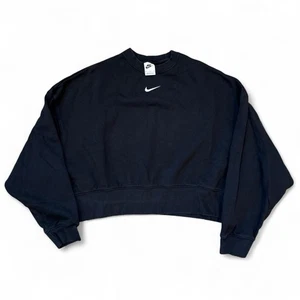 Nike Black Pullover Cropped Crewneck Sweatshirt Women’s Size Medium Athletic - Picture 1 of 3