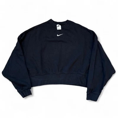 Nike Black Pullover Cropped Crewneck Sweatshirt Women’s Size Medium Athletic - Image 1 of 3