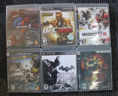 PlayStation 3 PS3 Lot/Bundle: Gran Turismo 5, Batman, Resident Evil, MotorStorm - Image 1 of 4