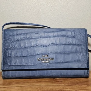 Coach Clutch Handtasche Blau Denim Leder Krokodilprägung Limited Edition 2015 - Bild 1 von 22