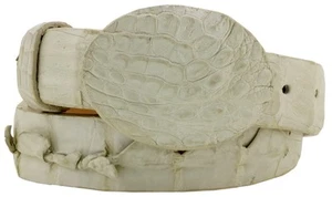 Kids Western Dress Belt Off White Real Crocodile Tail Skin Leather Size 24,-28 - Picture 1 of 2