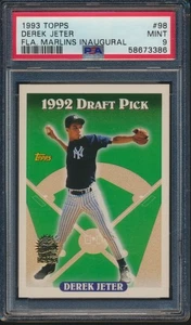1993 TOPPS BASEBALL #98 DEREK JETER RC MARLINS INAUGURAL PSA 9 MINT HOF ROOKIE - Picture 1 of 1