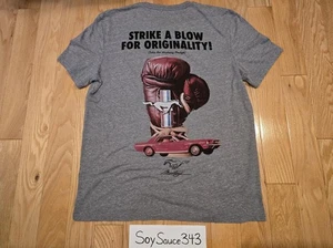 NEW LUCKY BRAND FORD MUSTANG STRIKE A BLOW HEATHER GREY TEE SHIRT SIZE LARGE - Picture 1 of 3